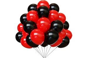 YMSZ Red and Black Latex Balloons, 67 12 Inch Black and Red Party Balloons for Birthday, Graduation, BBQ Casino, Poker Card Party Decoration