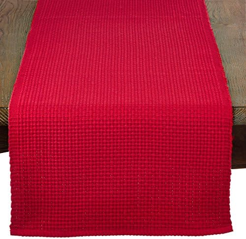 Red Chunky Woven Holiday Cotton Table Runner, 16" X 72" Rectangular (1 Piece)