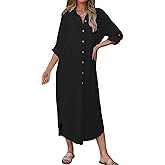 Bsubseach Swimsuit Coverup for Women 2026 Casual Dresses Button Down Beach Dress Long Kimonos Cardigans with Pockets