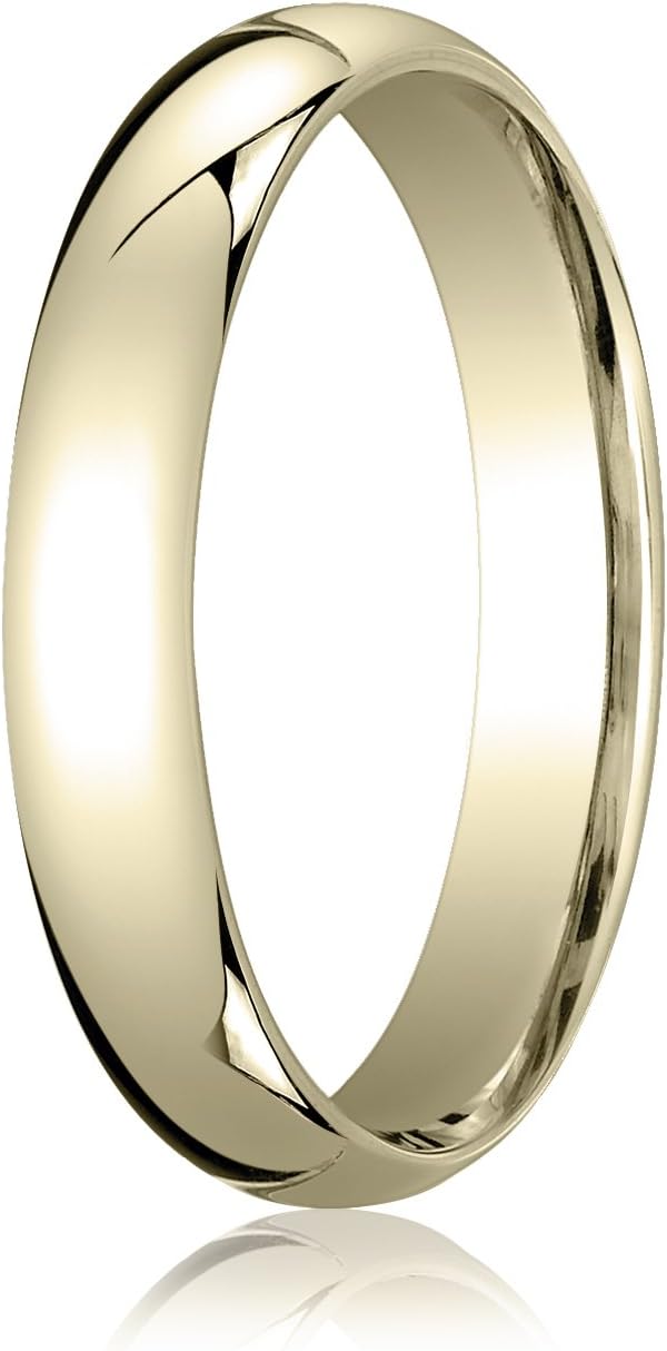 Women's 18K Yellow Gold 4mm Slightly Domed Standard Comfort Fit Wedding Band Ring