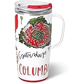 Swig Life 22oz Travel Mug, Insulated Tumbler with Handle and Lid, Travel Coffee Mug, Cup Holder Friendly, Stainless Steel 22 oz Tumbler, Reusable Insulated with Lid (Saturdays in Columbus)
