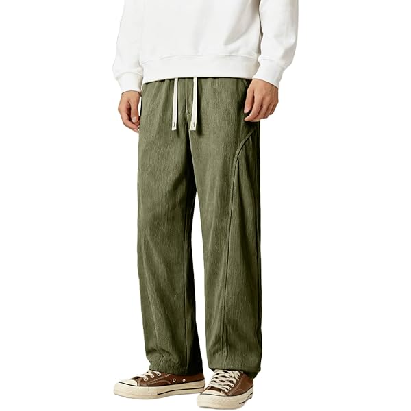 Suwangi Men's Baggy Cargo Corduroy Pants Casual Drawstring Elastic