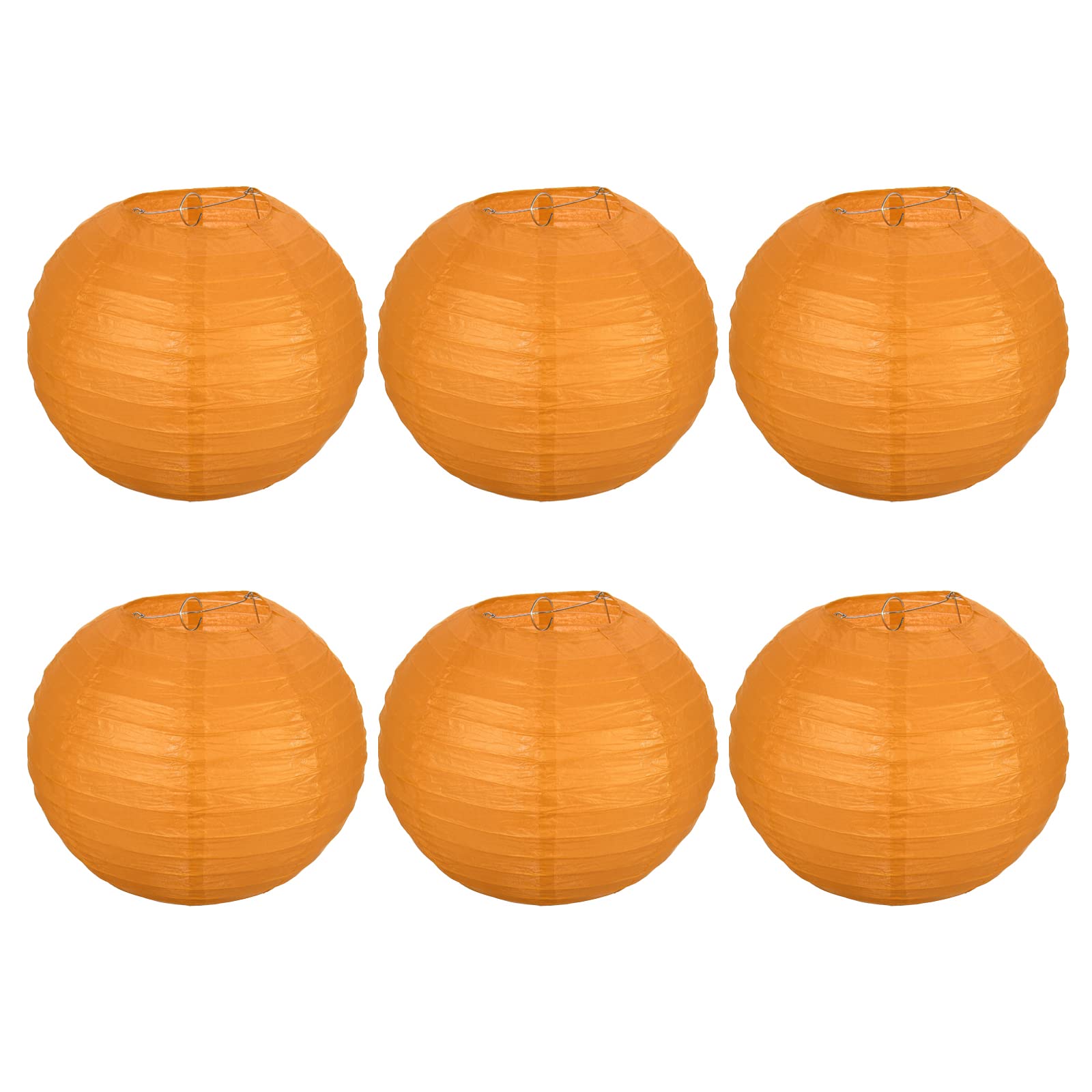 PATIKIL 10 Inch Paper Lanterns, 6 Pack Round Folding Hanging Lamp Shade for Wedding Home Party Festival Celebration, Orange