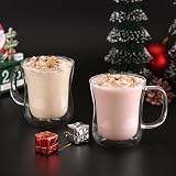 ecooe 6x350ml Double Wall Borosilicate Glass Cups with Handles Coffee Cups view 5