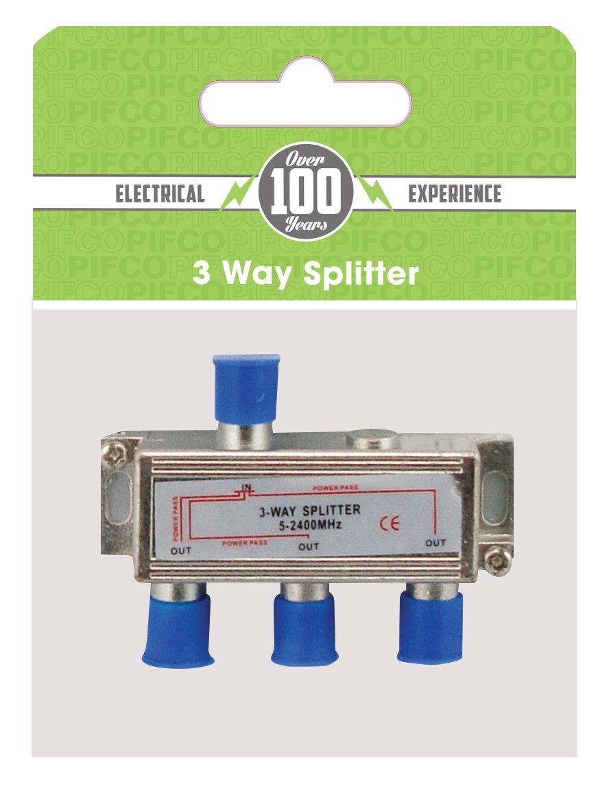 3 Way Sky Satellite TV Signal Splitter COAX Cable Lead F-Type Connector