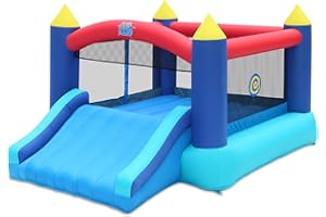 Action Air Bounce House, Inflatable Bouncer with Air Blower, Jumping Castle with Slide, Family Backyard Bouncy Castle, Durable Sewn with Extra Thick Material, Idea for Kids (Blue)