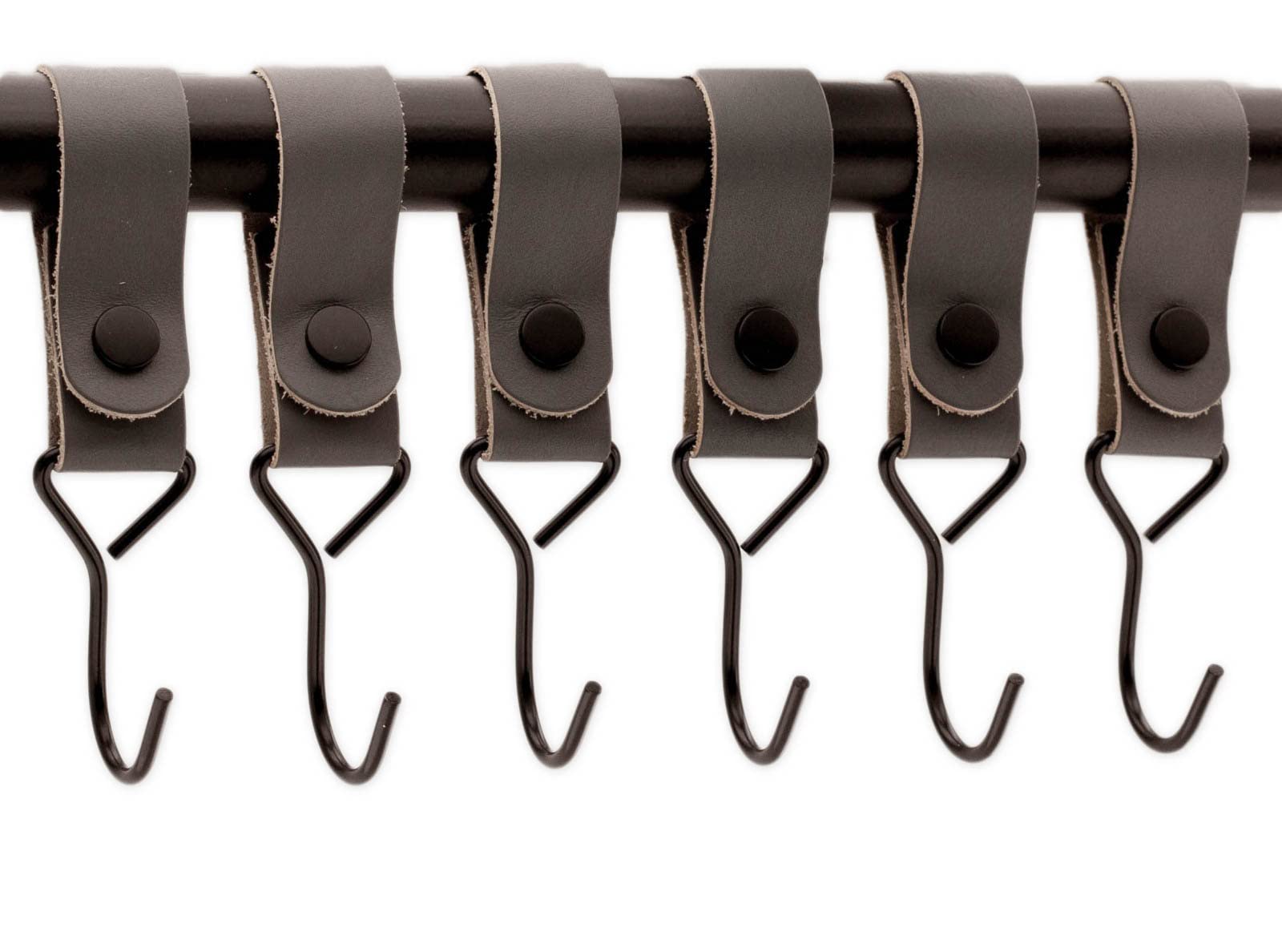 Brute Strength - Multifunctional Hook with Leather Loop - Grey - 6 x - Coat Hooks / Camping Hooks Leather