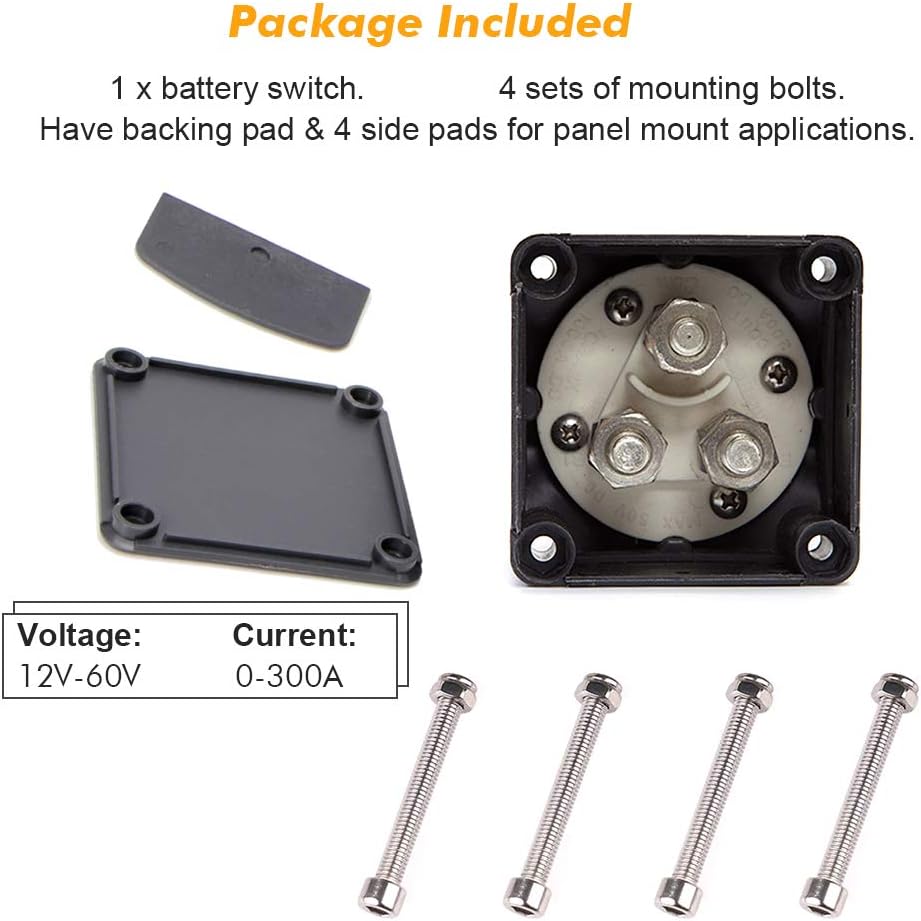 1-2-Both-Off Battery Switch 12V-60V Battery Disconnect Master Cut Shut Off for Marine Boat Car RV ATV Vehicle Heavy Duty Battery Isolator Switch: Automotive