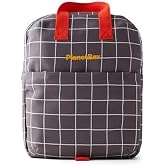 PlanetBox Lunch Tote Bag &ndash; Grey Grid Edition 2-in-1 Convertible Backpack Lunch Tote with Adjustable Straps, Pockets and Water-Resistant Interior &ndash; Durable, BPA-Free, and Machine Wash Safe