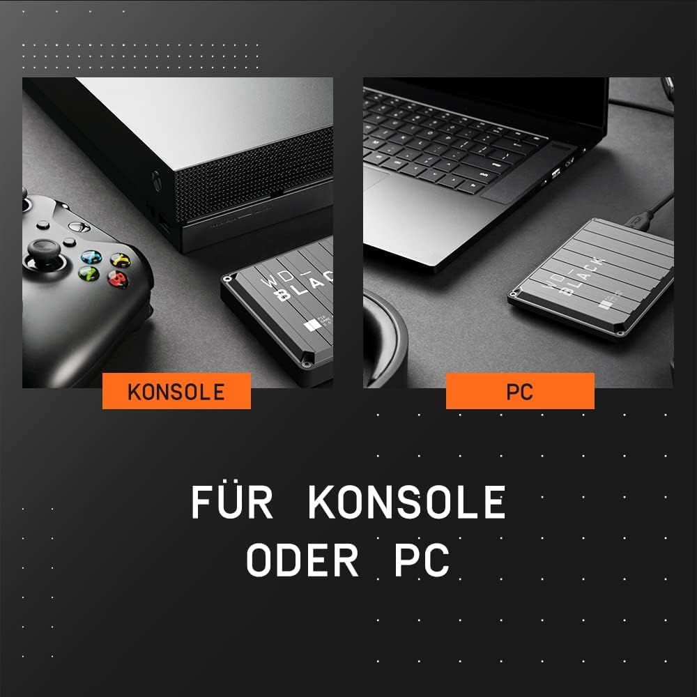 WD_BLACK P10 Game Drive 5 TB externe Festplatte (mobile und robuste High-Perfomance-Festplatte, für Konsole und PC, bis zu 125 Spiele speichern) Schwarz 7