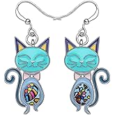 WEVENI Enamel Alloy Hypoallergenic Cat Earrings Dangle for Women Aesthetic Cats Jewelry Gifts