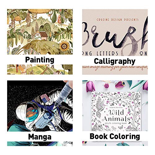 Microwear Watercolour Brush Pen Set [20+1 Watercolour Pens+6 Templates], With Real Soft Flexible Tip, Ideal for Colouring, Painting, Drawing and Calligraphy (Non-Toxic)