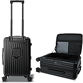 Carry On Luggage 22x14x9Inch Airline Approved with Wheels, Expandable Suitcase Top Opening Lightweight Small Travel Luggage with Cup Holder and Side Hooker, Hard Shell Carry On Suitcases for Weekender
