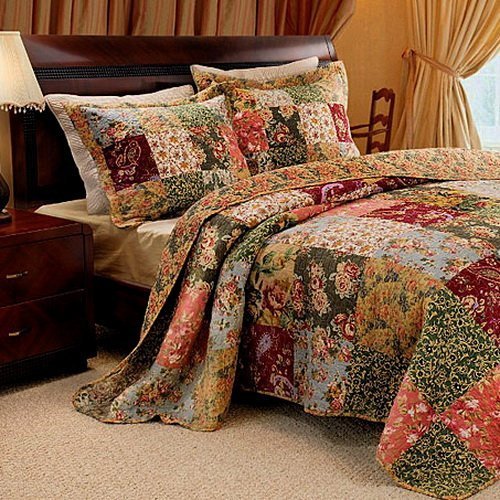 Finely Stitched Country Floral Quilt Set King Size