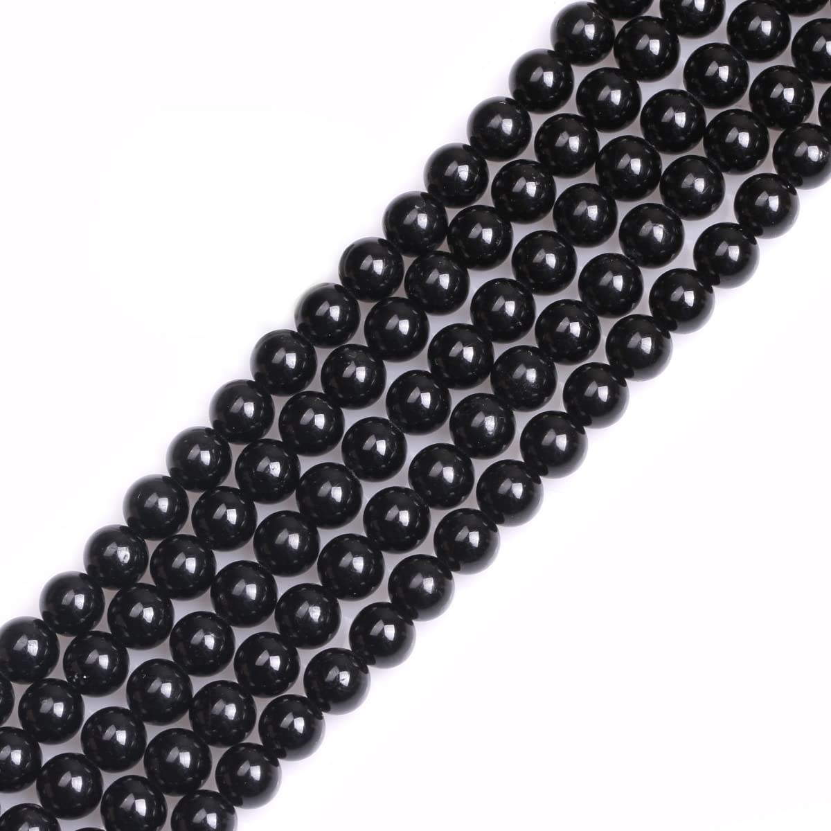 Sweet & Happy Girl's Store 6mm Round Black Tourmaline Gemstone Beads Strand 15 Inch,Jewellery Making Beads