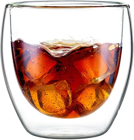 Amazon ショットグラス 二層タンブラー 断熱カップ 透明ガラス ホット コールドコーヒーカップ コールドドリンクジュースカップ Color Clear Size 250mlb ショットグラス オンライン通販