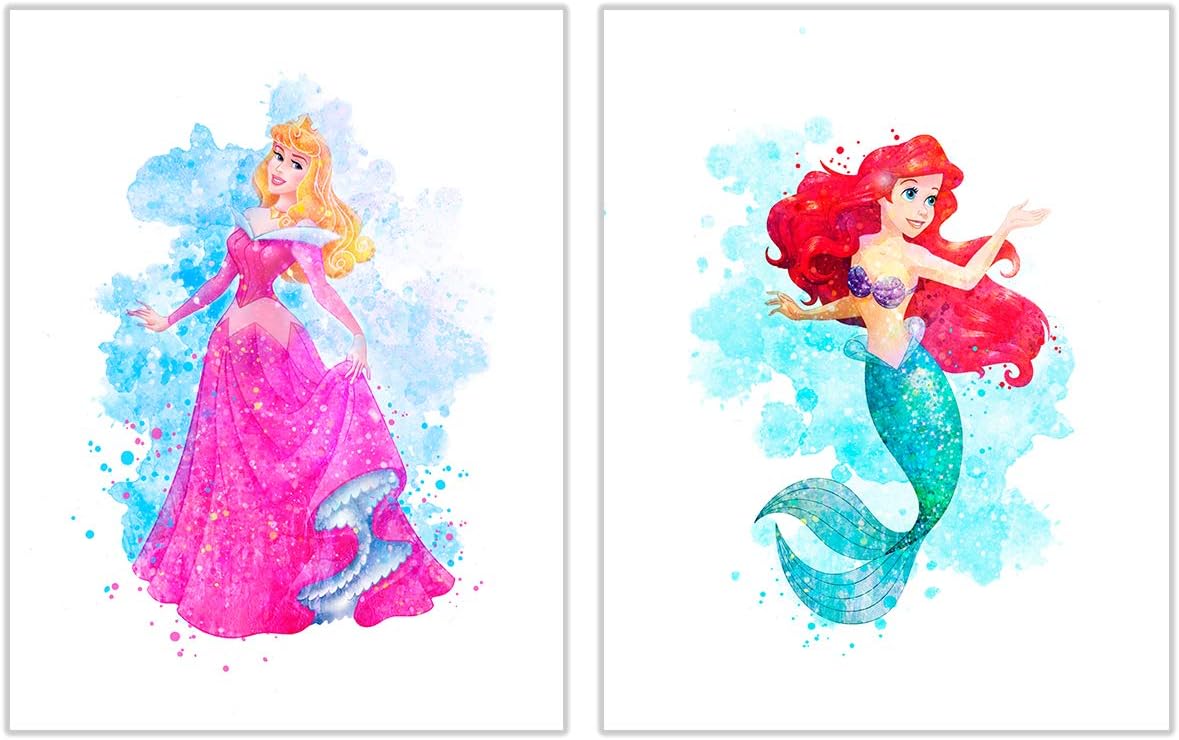 Amazon Herzii Prints プリンセスウォールアート装飾 水彩プリント 9枚セット 8 X 10インチ プリンセスベッドルーム装飾 プリンセスルーム装飾 女の子の寝室用プリンセスウォールデコレーション インテリア オンライン通販