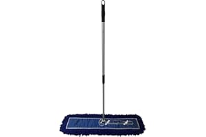 DIRECT MOP SALES, INC. Ultimate Dust Mop Kit: Industrial-Grade Performance, Heavy-Duty Frame, Telescopic Handle - Blue 36 Inch