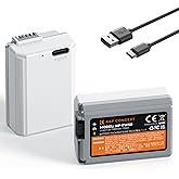 K&F CONCEPT 2 Pack NP-FW50 Battery Type-C Fast Charging A6400 Battery Compatible with Sony A6000 A6300 A6400 A5100 ZV-E10 Alpha 7 A7 A7II A7RII A7S A7R A7R2 NEX-3 NEX-5