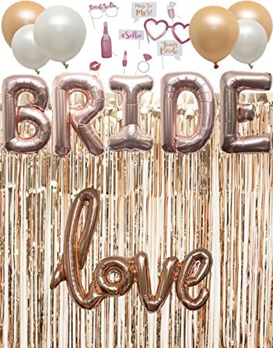 Rose Gold Bachelorette Party Bridal Shower Decorations Kit with Photo Booth Props (23 Pieces)