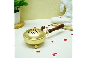 Ekhasa Metal Dhoop Dani Loban Burner Holder Stand for Home | Dhup Kapoor Dani for Puja with Wooden Holder | Sambrani Holder |
