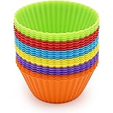 Silicone Cupcake Baking Cups 24 Pack, Reusable & Non-stick Muffin Cupcake Liners Holders Set for Party Halloween Christmas, E