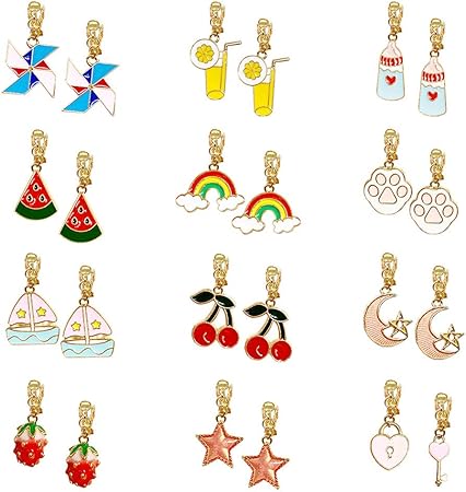 Amazon 子供 イヤリング おもちゃ 小さな女の子のためのイヤリング かわいい おもちゃ ハートイヤリング スターイヤリング レインボーイヤリング 風車イヤリング 縁日 お祭り 夏祭りに大活躍 プレゼント 混合様式 12組 Heart Earrings イヤリング おもちゃ