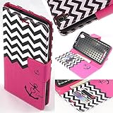 ZTE Boost Max N9520 Case, SOGA® PU Leather Magnetic Flip Design Wallet Case for ZTE Boost Max N9520 (Boost Mobile) - Pink Chevron Anchor Love [SWE541]