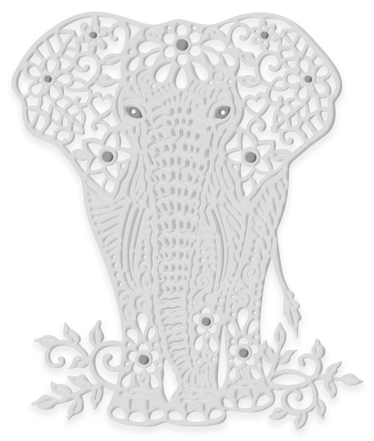 Floral Elephant- Sweet Dixie Cutting Die for Scrapbooking, cardmaking NAD papercrafts Designed by Sue Dix, SDD663, Gray