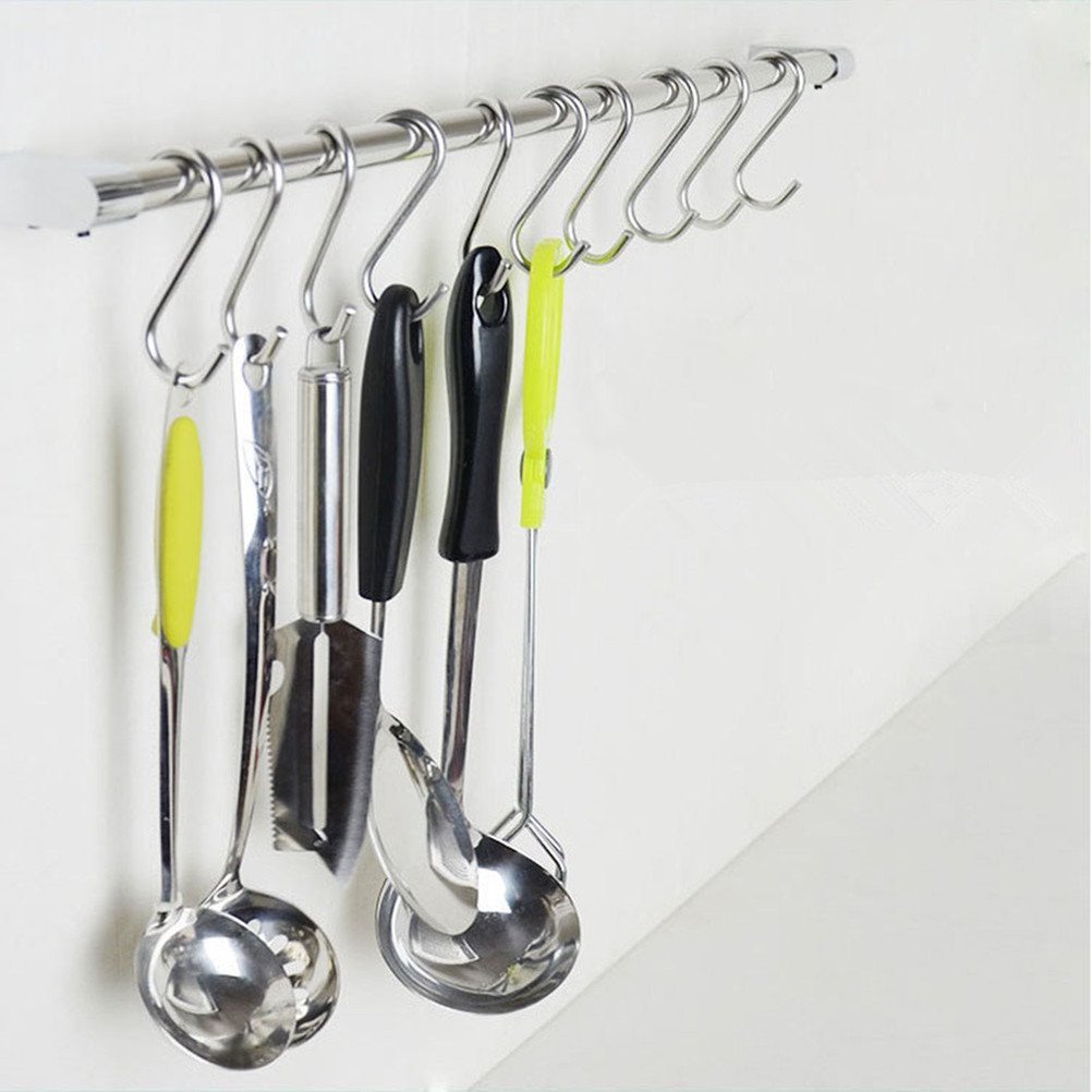 QTKJ S Shaped Hooks Heavy Duty for Hanging Coats,Pots and Pans,Plants Stainless Steel Hangers 20 Pack (7.6 cm)