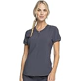 Cherokee Infinity Womens Zip Front V-Neck Scrub Top, 4 Pockets, Moisture Wicking, Wrinkle-Resistant, 360 Stretch - CK810A