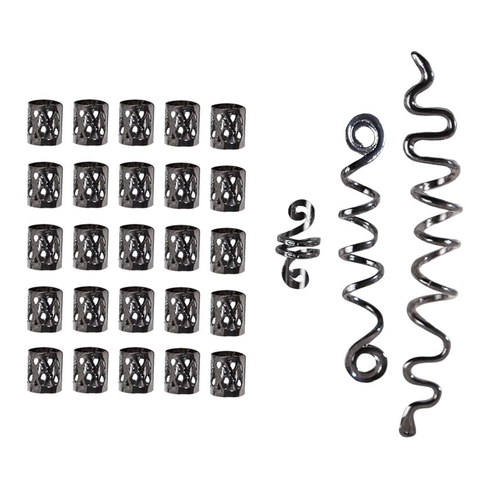 LICHENGTAI 28 Pieces Dreadlocks Jewelry Hair Spiral Clips, Hair Dreadlocks Accessories, Metal Cuffs Hair Braiding Beads, Adjustable Hair Jewelry Braids Accessories for Women Men Braids Decoration