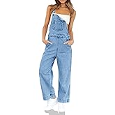Cicy Bell Womens Bib Denim Overalls Loose Fit Wide Leg Revolt Jeans Jumpsuits Summer Work Outfits with Pockets