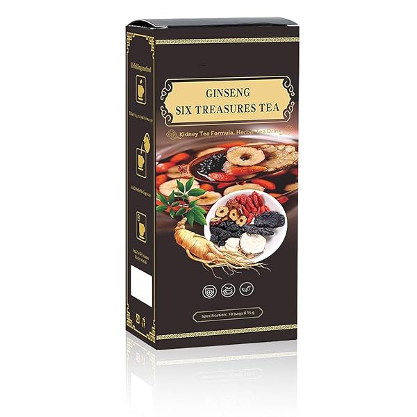 GINSENG SIX TREASURE TEA,KIDNEY TEA FORMULA GINSENG SIX TREASURE, NATURAL KIDNEY CLEANSE DETOX FOR WOMEN & MEN, (15G/10BAGS)
