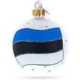 Flag of Estonia Flag Glass Ball Christmas Ornament 3.25 Inches