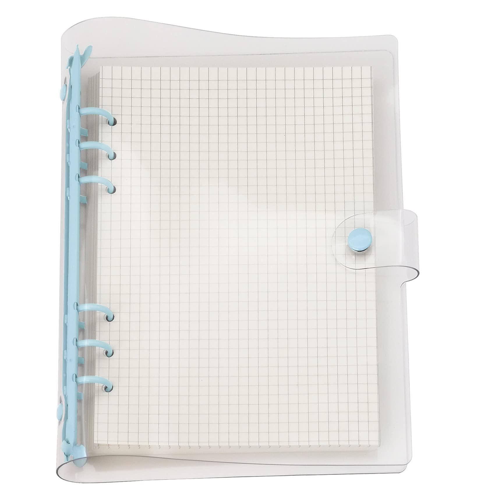 A6 A5 6-Holes Colorful PVC Cover Round Ring View Binder with Snap Button Closure File Folder (Skyway, A5 mini Set)