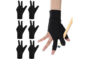 HJZHII 6PCS Reusable Pool Gloves Billiards Left Hand, 3 Fingers Pool Billiard Gloves Breathable Cue Shooter Pool Sport Gloves Shooters Snooker Cue Sport Glove Show Gloves for Women Men