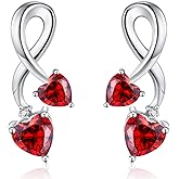 Earrings for Women, S925 Sterling Silver Birthstone Heart Studs Earring for Girlfriend Wife, Anniversary Birthday Christmas Valentines Mothers Day Gifts Jewelry for Womens Wife Her Mom