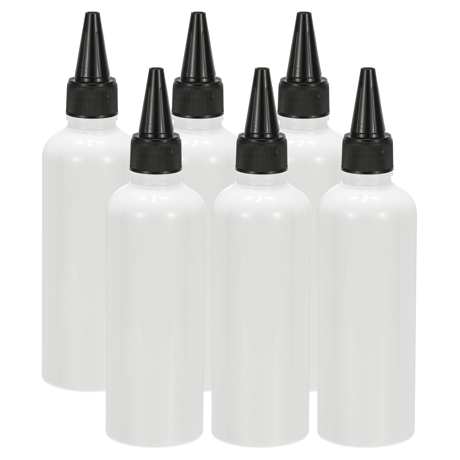 PATIKIL Plastic Applicator Bottle, 6 Pcs 3.4oz(100ml) Leak Proof Refillable Empty Dispenser Container Squeeze Bottle with Twist Top Cap for Hair Ink Liquid Sauces, White