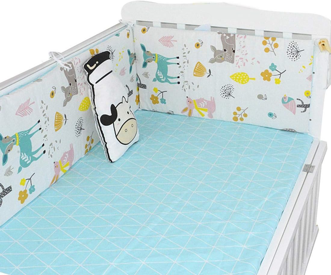MJL 4PC Crib Bumper Pads Breathable Cotton Infant Crib Cot Bumper Pillow #6