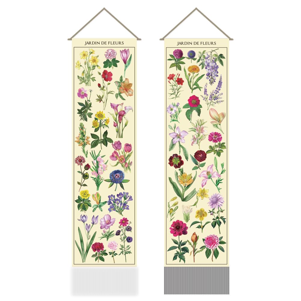 AHANDMAKER 2Pcs Vintage Floral Mystic Aesthetic Tapestry, Vertical Wall Hanging for Bedroom and Living Room (45.7x13 Inch)