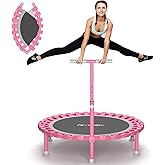 ZCMHAXJ Foldable Mini Trampoline, 40" Rebounder Trampoline for Adults & Kids, 450lbs Capacity with T-Shaped Adjustable Bar, Indoor Fitness Workout Exercise Equipment