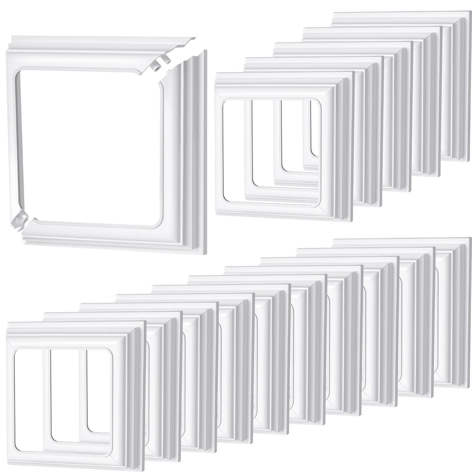 Photo 1 of Thyle 16 Pcs True 4x4 Inches Vinyl Post Skirt Post Base Cover Column Wraps for Porch Deck Base Vinyl Sleeve White Trim for Wood Hand and Stair Rails