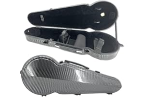WUQIMUSC Viola Case 16 inch Lightweight Carbon Fiber, Adjustable Velcro Neck Pad suitable for sizes 15-16.5 inches, Thickened Lining, Built-in Hygrometer, Sturdy Handle,with Backstraps (Black)