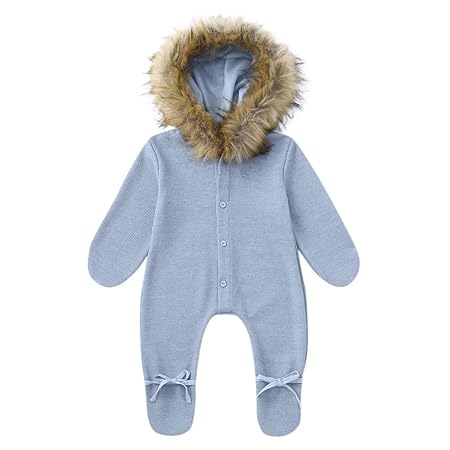baby romper with fur collar