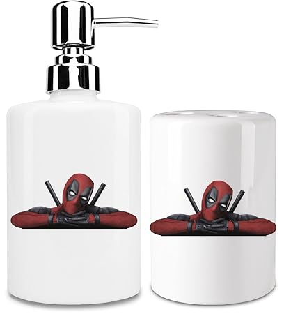 Deadpool Movie Costume Dispensador de jabón y Porta Cepillo de dientes