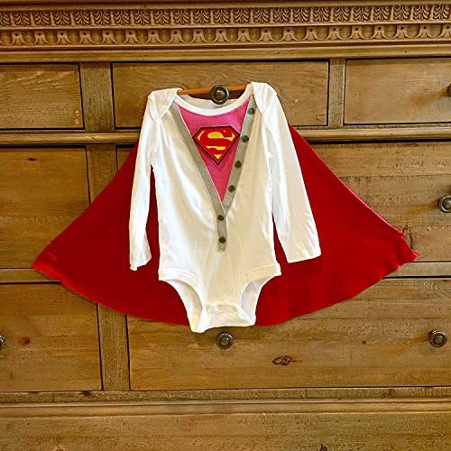 Handmade Baby Girl Super Hero Superwoman Supergirl superbaby Onesie Bodysuit with Cape
