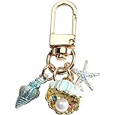 MUCOOS Seashell Keychain Elegant Ocean Beach Keycharm for Women Coastal Gift Idea Nautical Themed Accessory