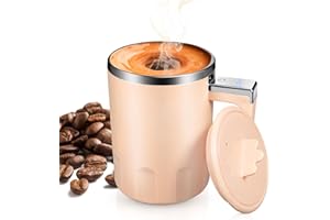 KQIANG Self Stirring Coffee Mug with Temperature Display, Rechargeable Automatic Magnetic Self Mixing Coffee Mug, 13oz Auto Stainless Steel Mixer Cup Indicator for Coffee Milk Cocoa, Office Travel(Pink)