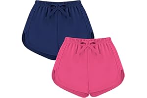 TATAKERI 2 Pack Toddler Baby Girl Shorts Solid Little Girls Shorts Baby Summer Athletic Pants with Drawstring 18M-6T